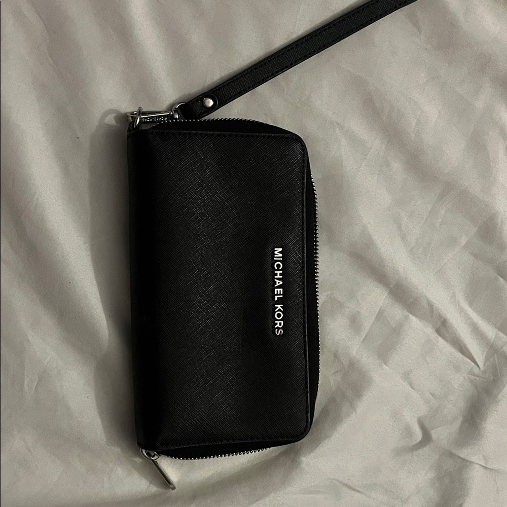 Michael Kors Black Zip-Around Wristlet
